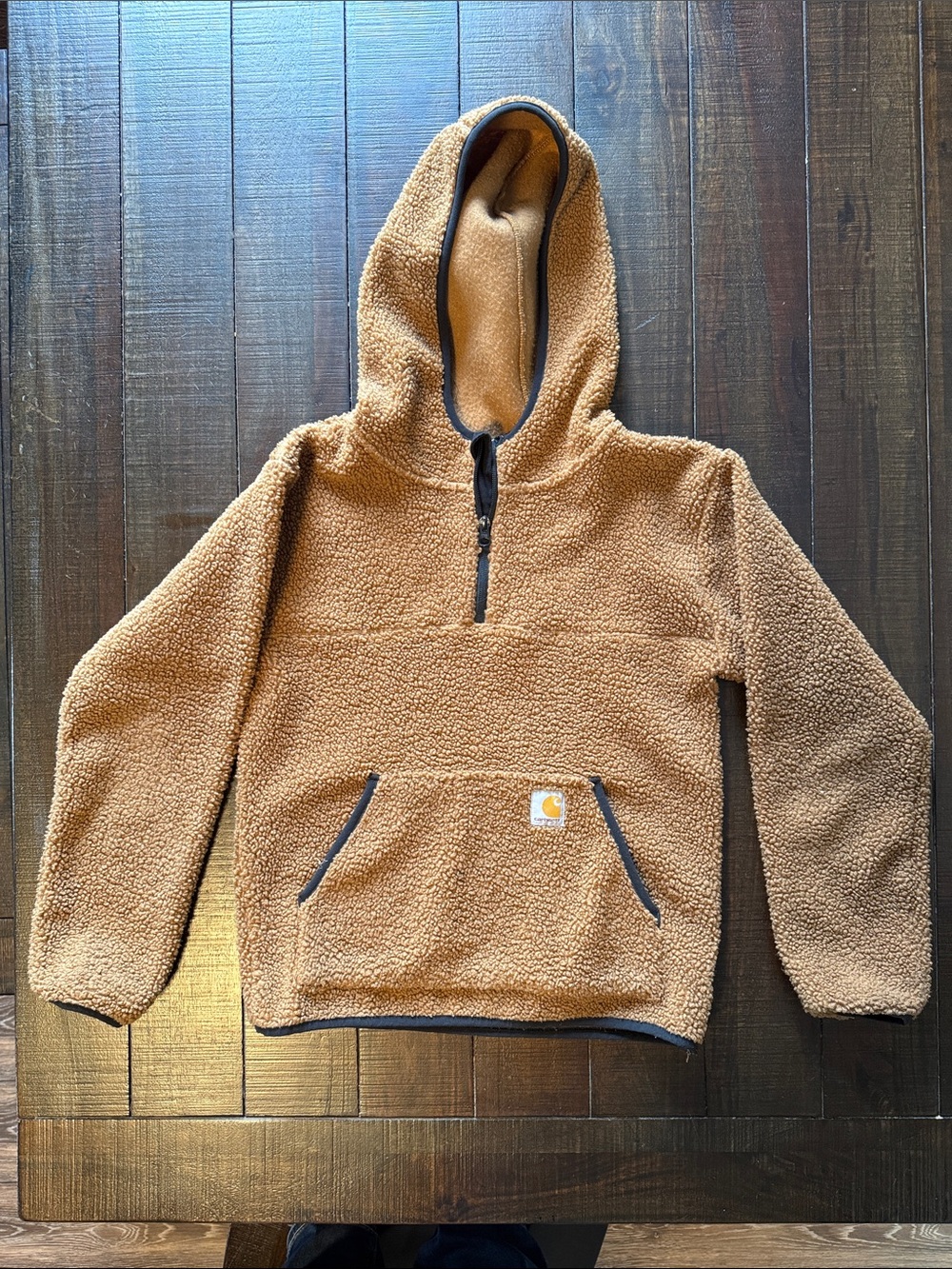 Carhartt Kids' Tan Sherpa Half-Zip Hoodie